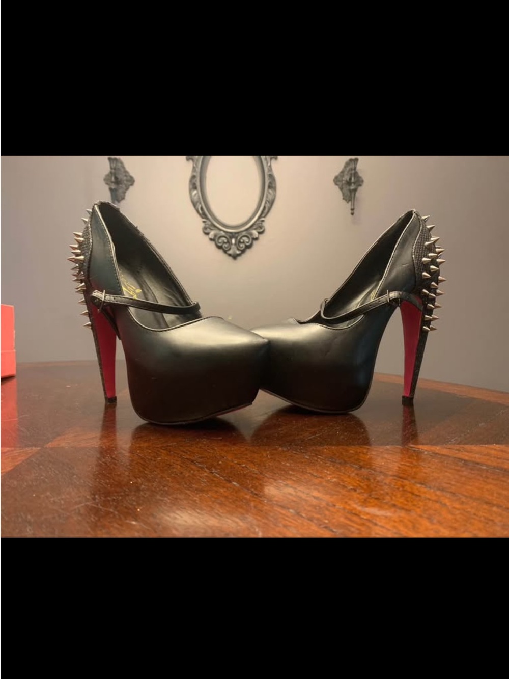 Black Platform Spike Heel Pumps